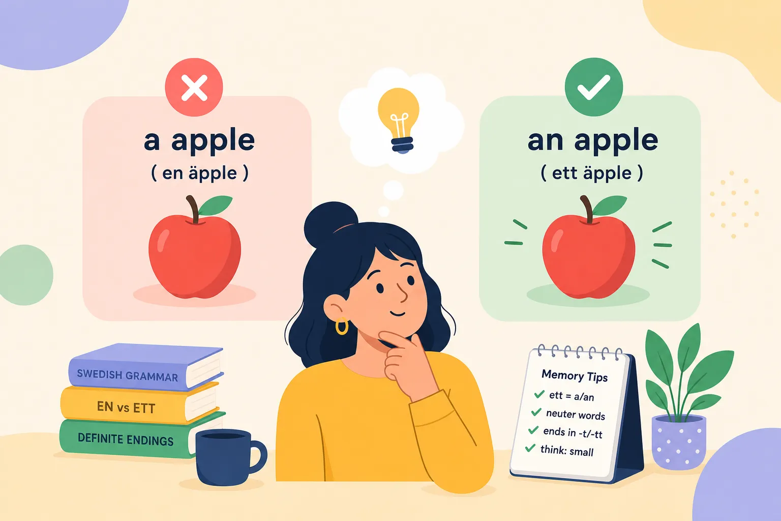 Svenska artiklar: en, ett och bestämd form