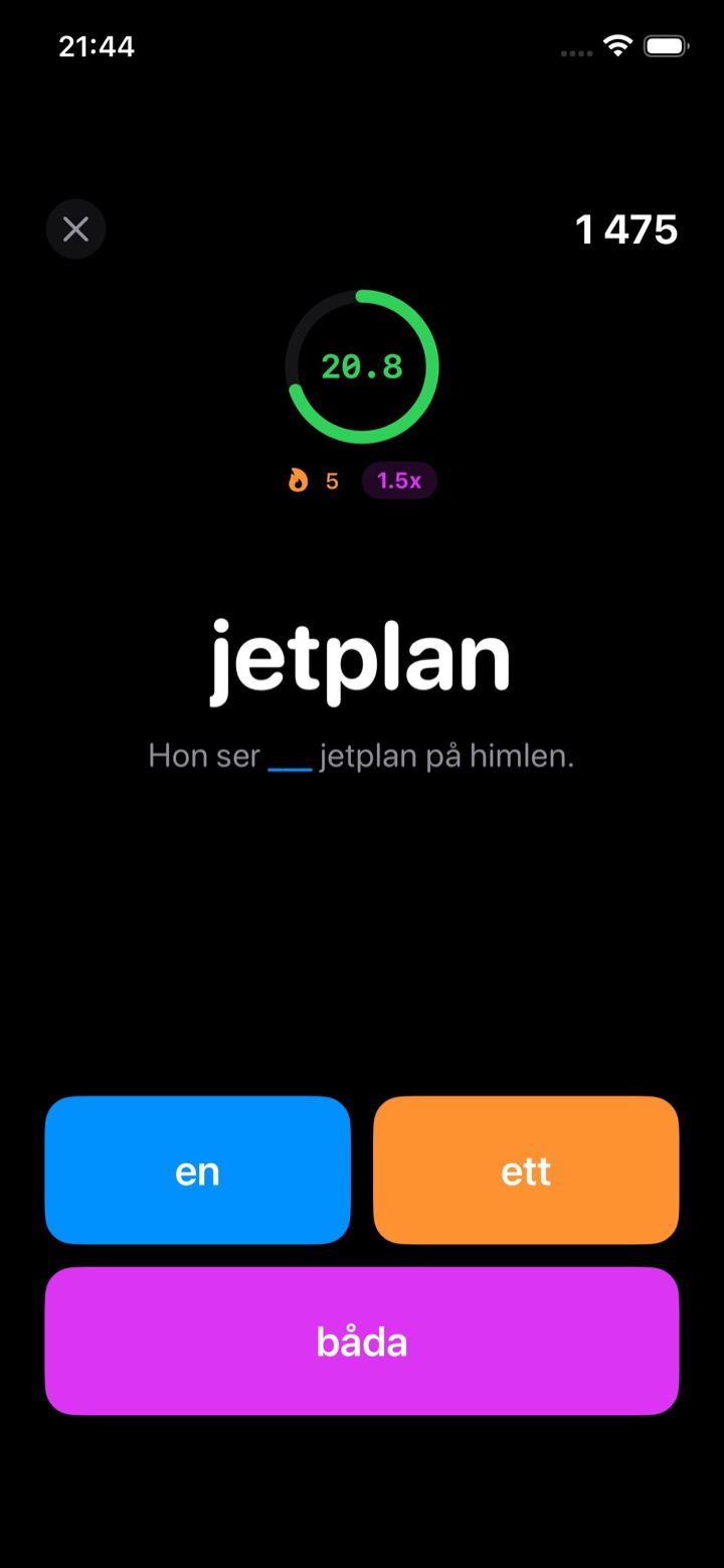 Time Challenge screen